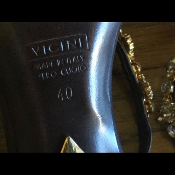 Bronze leather mules with clear crystals - Picture 8 of 9